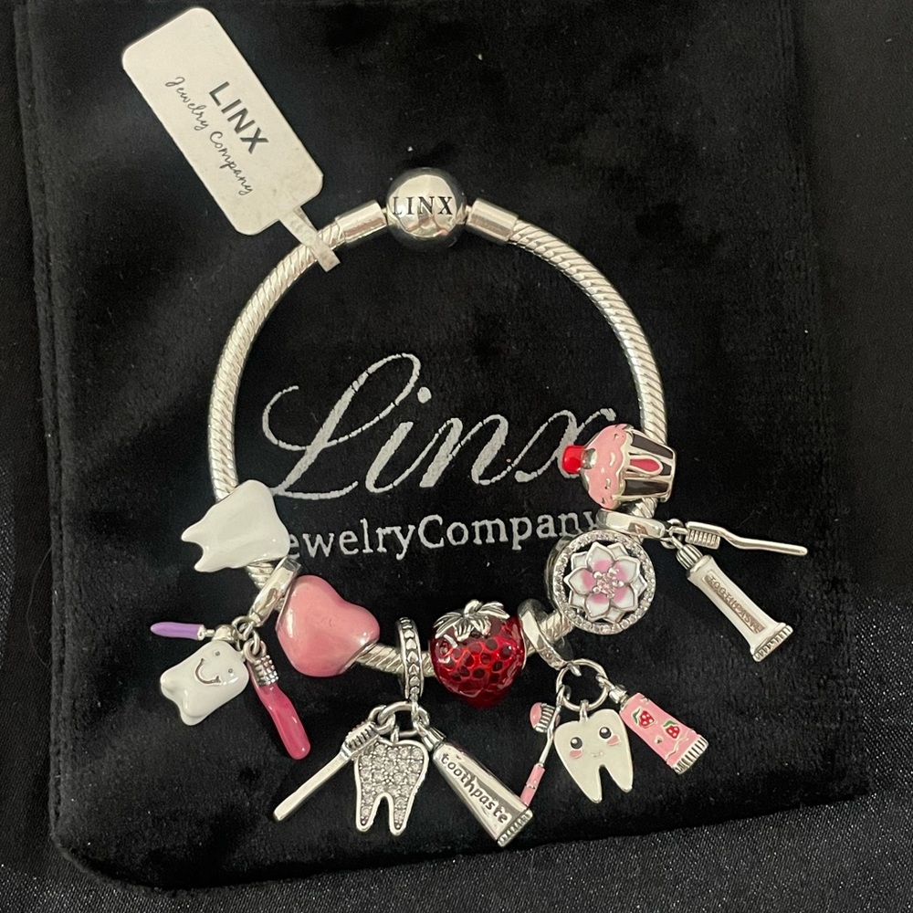Linx Snake Chain Bracelet with Dental Themed Charms